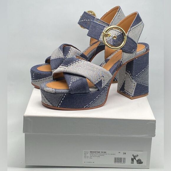 See by Chloe Joei Patchwork Denim Platform Sandals size 39 - Picture 13 of 15